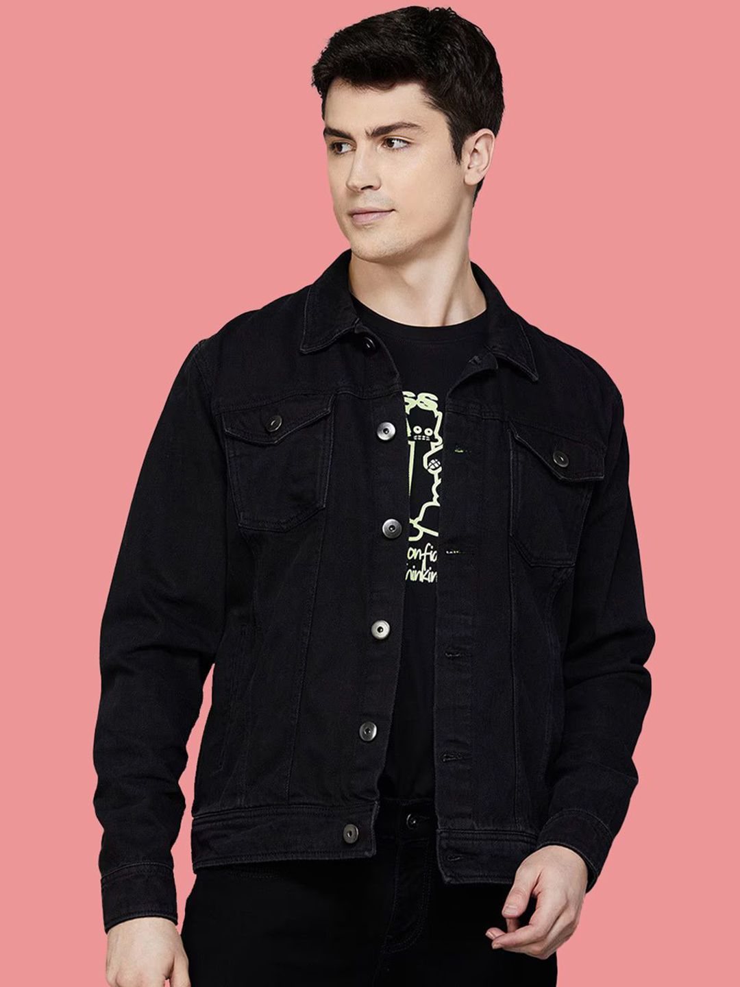 KLIZEN Men Denim Jacket with Patchwork