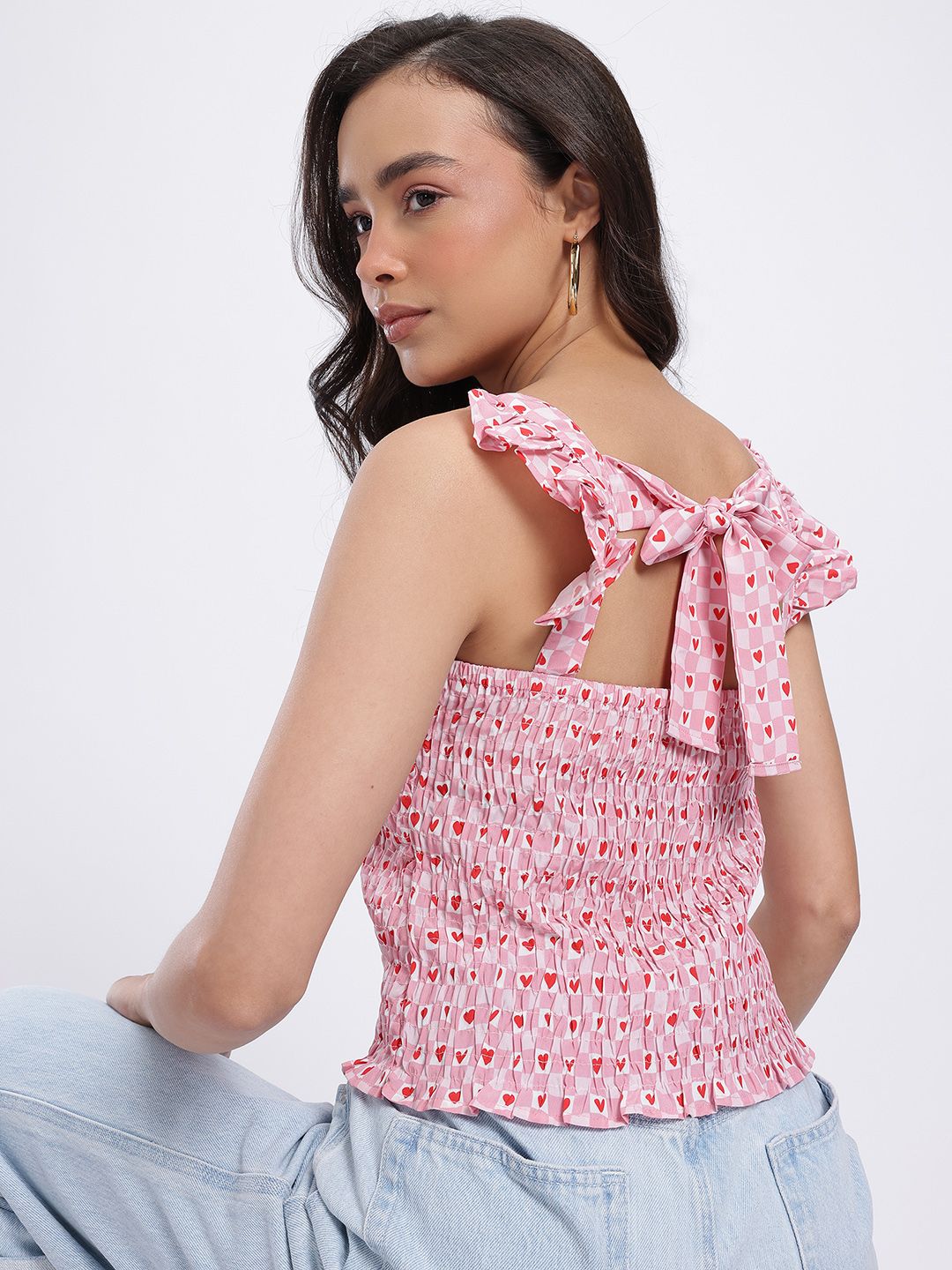 Buy glitchez Smocked Tie-Up Back Top - Tops for Women 31886616