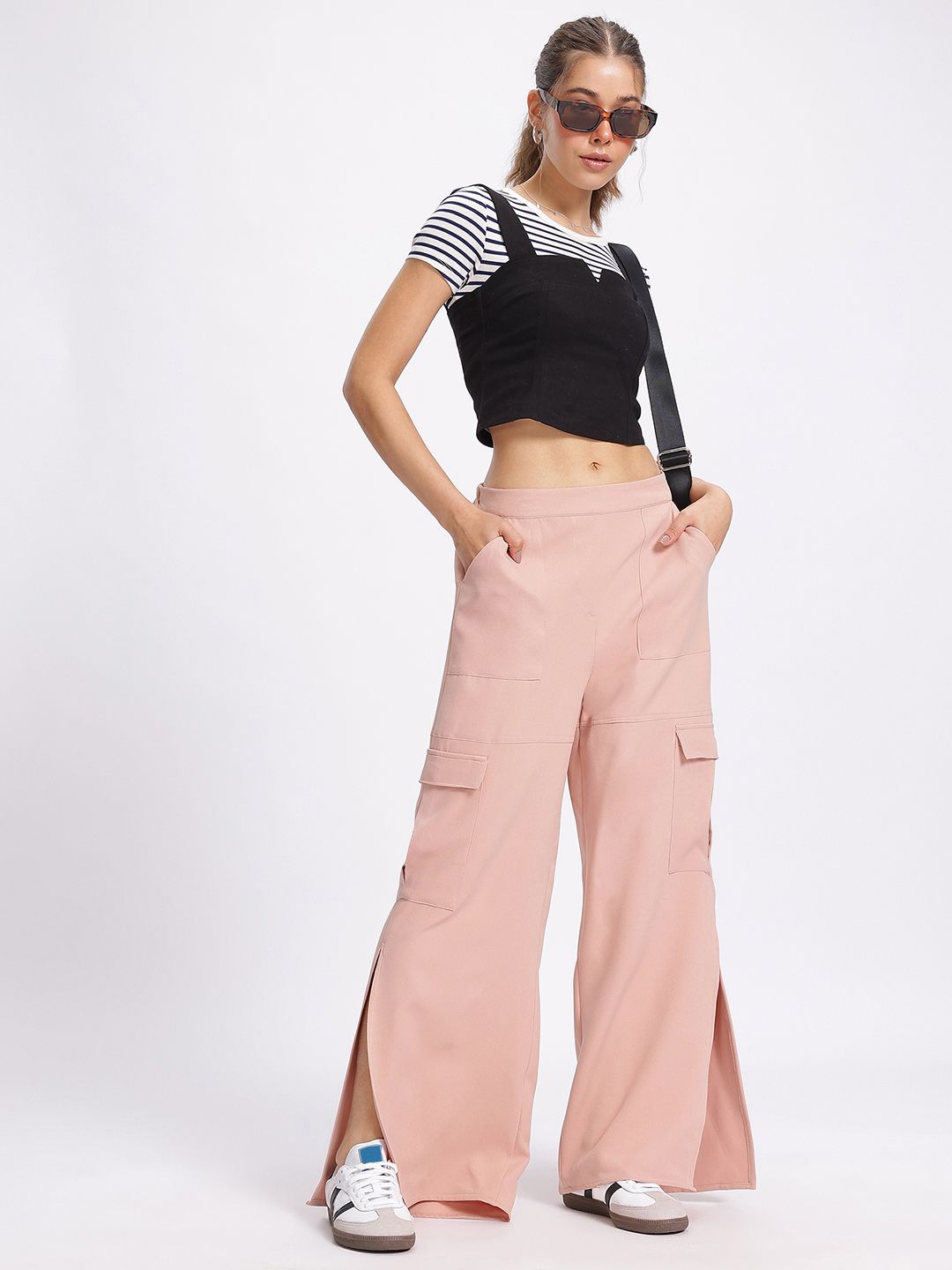 Buy glitchez Women Cargo Side Slit Trousers - Trousers for Women