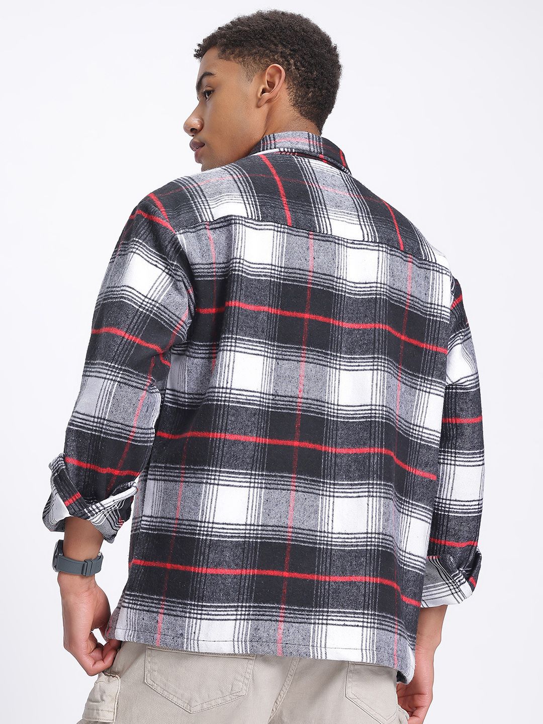 Buy glitchez Tartan Check Oversized Shacket - Shirts for Men
