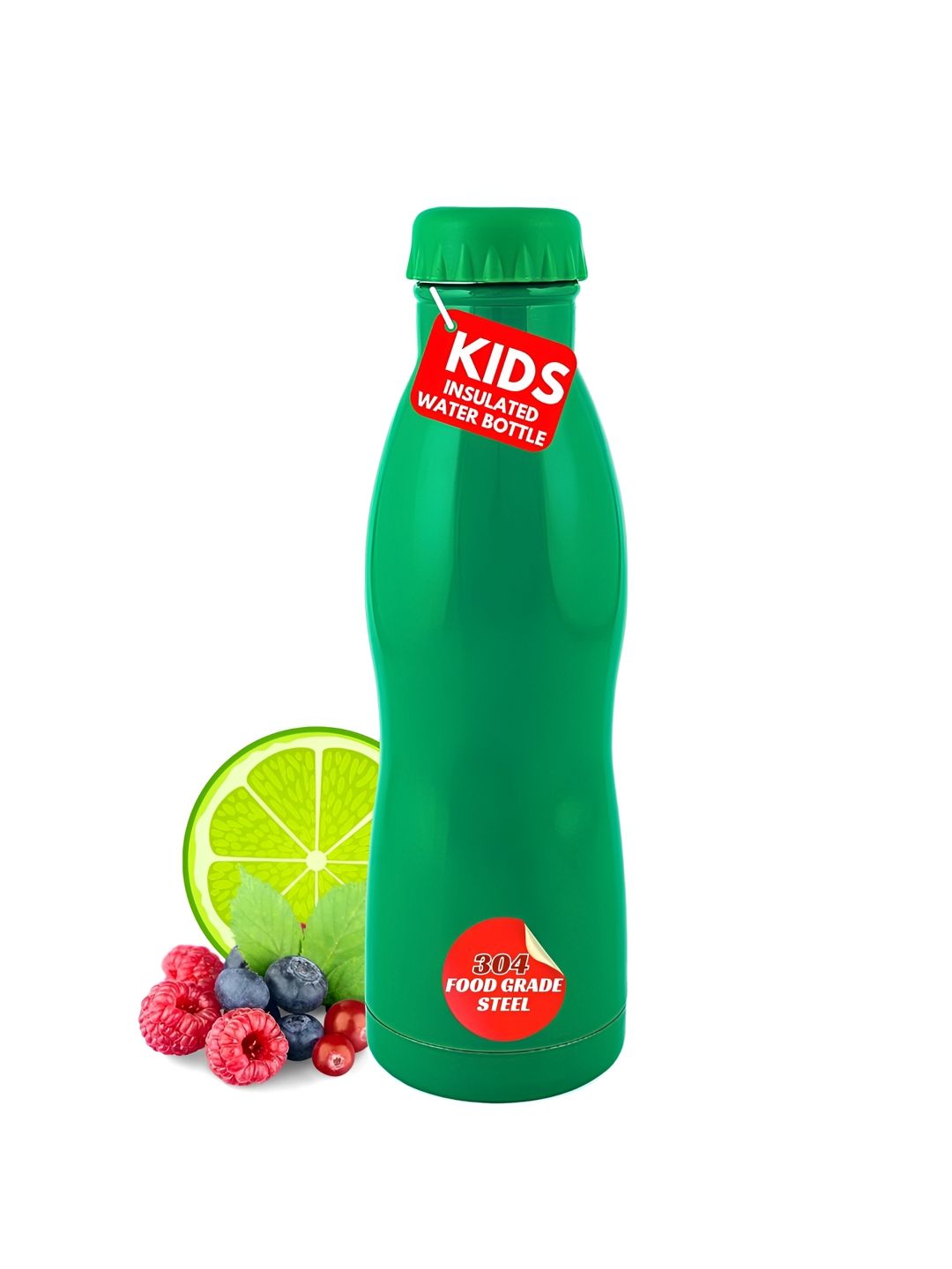 Frabble8 Fluorescent Green Solid Stainless Steel Single Wall Vacuum Flask - 500ml