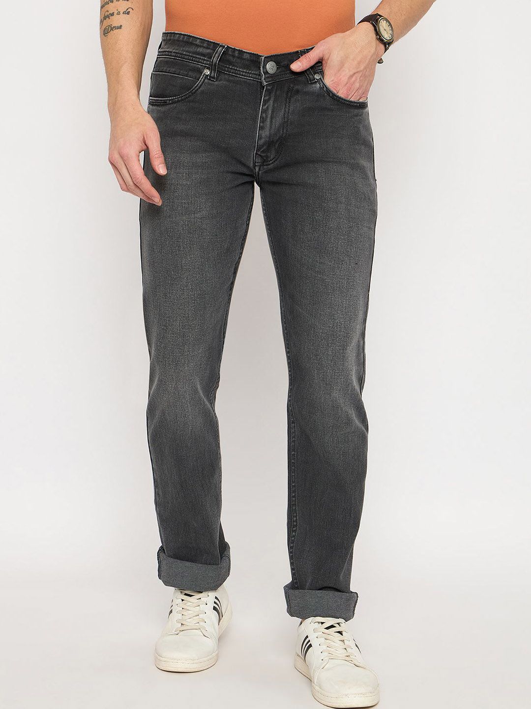 Duke Men Regular Fit Mid-Rise Light Fade Stretchable Jeans