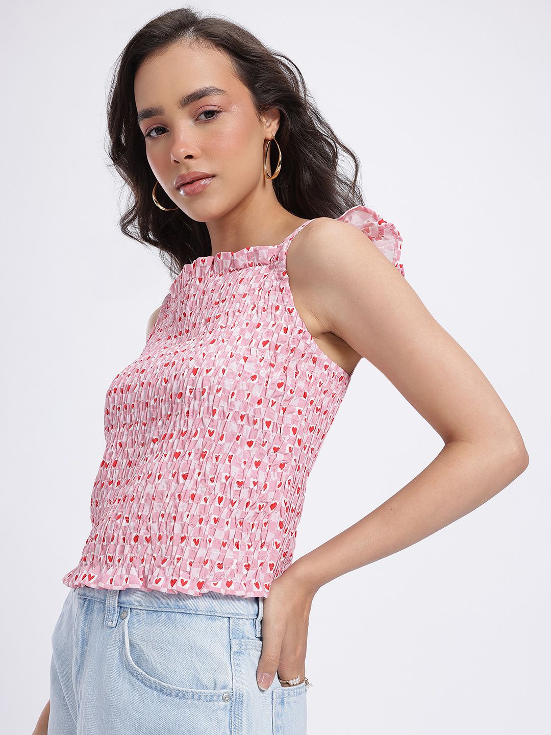 Buy glitchez Smocked Tie-Up Back Top - Tops for Women 31886616