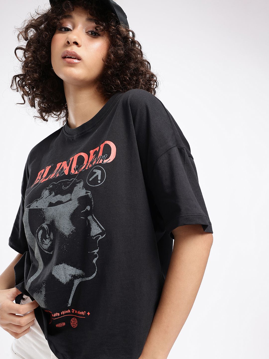 glitchez Classic Graphic Printed Oversized T-shirt