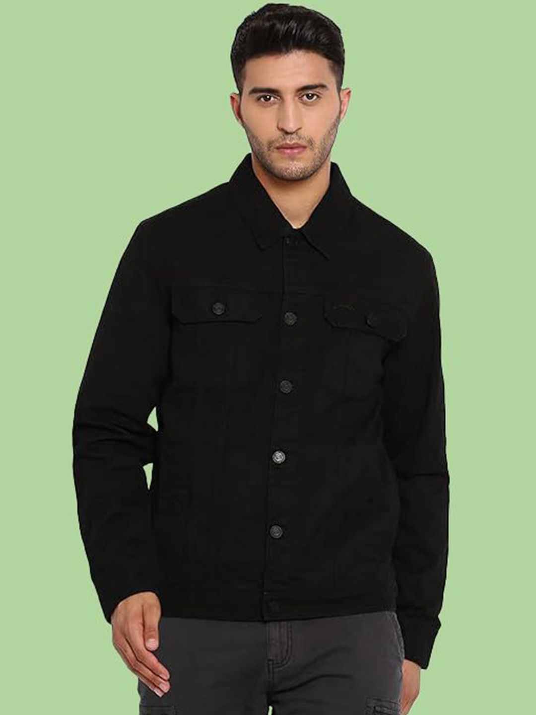 KLIZEN Men Denim Jacket with Embroidered