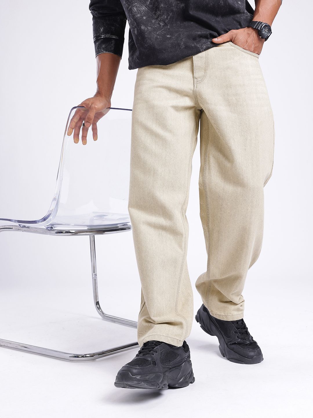 glitchez Men Light Shade Loose Jeans