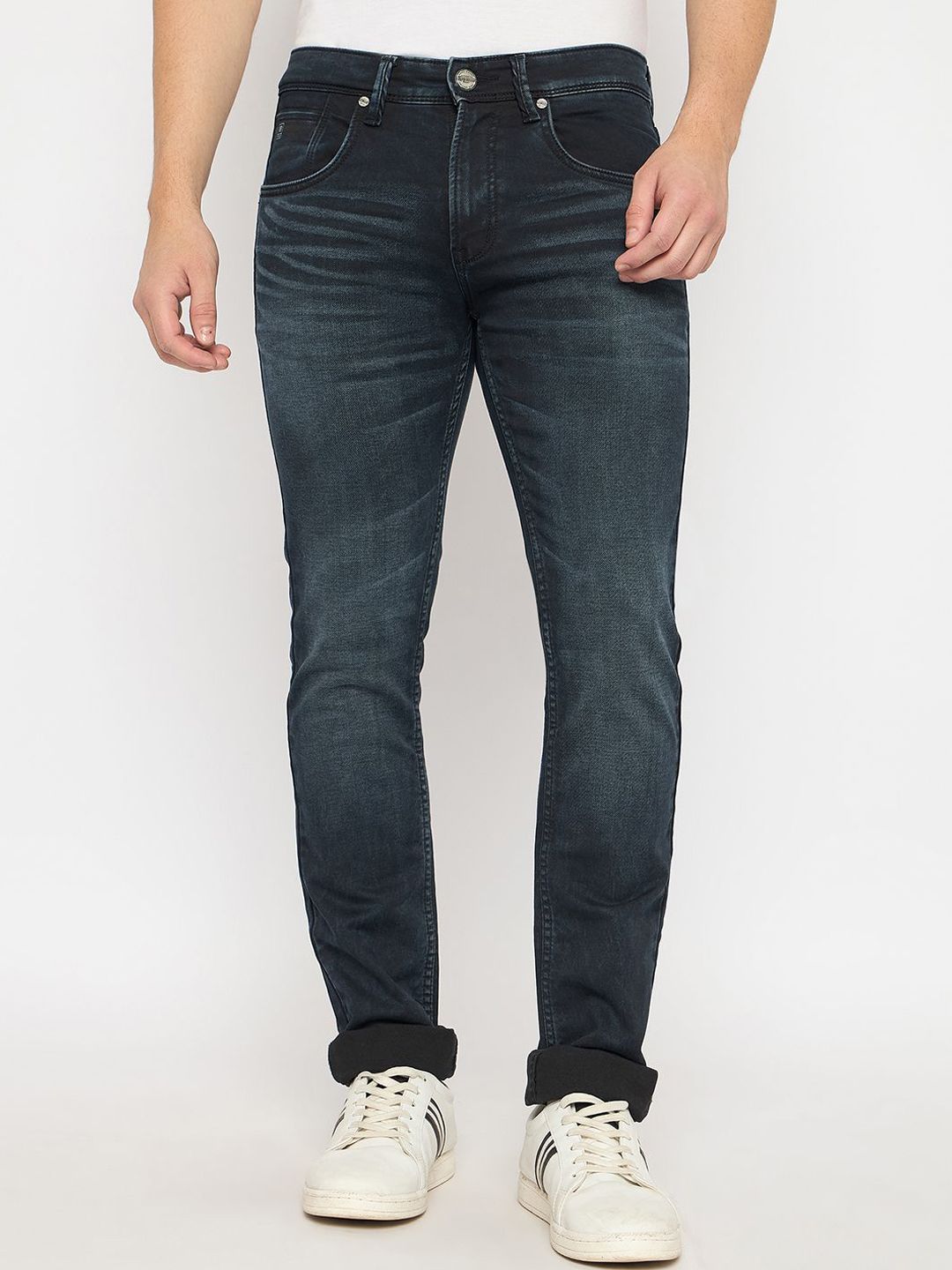 Duke Men Slim Fit Mid-Rise Heavy Fade Cotton Stretchable Jeans