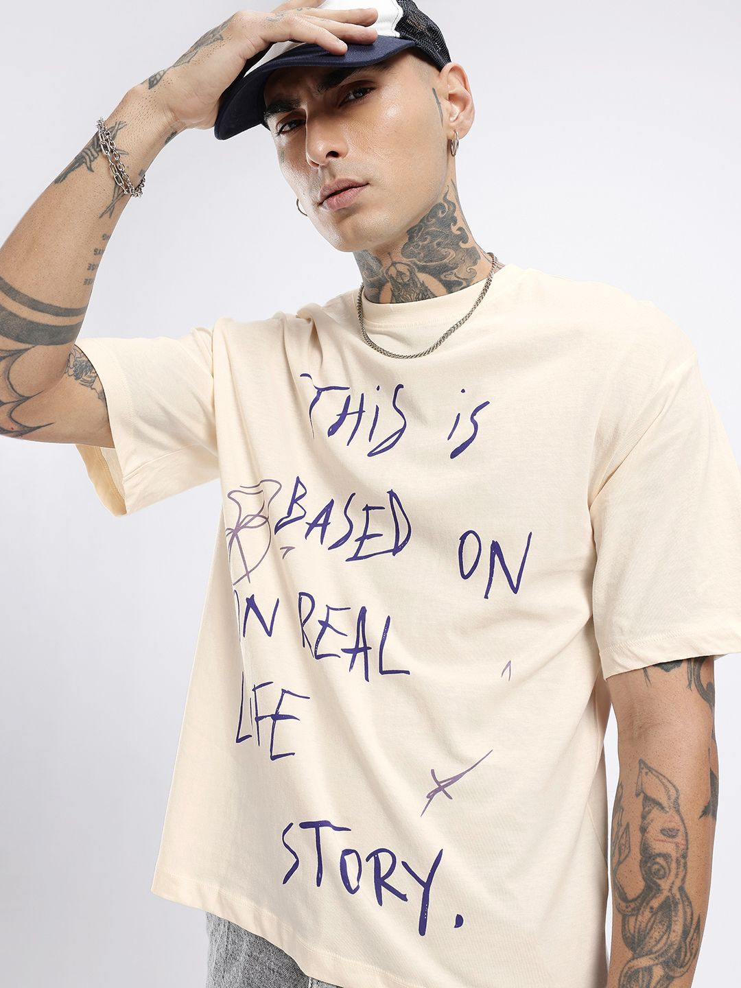 glitchez Typography Printed Relaxed Fit T-shirt