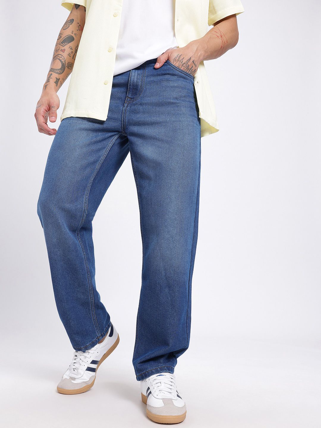 glitchez Men Straight Fit Light Fade Jeans