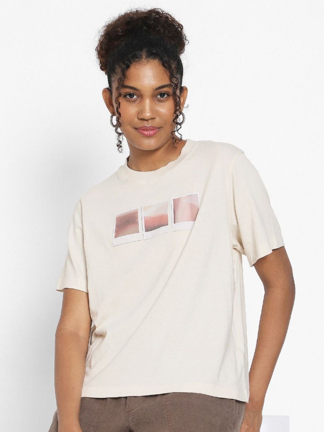 AMERICAN EAGLE OUTFITTERS Women Graphic Printed Round Neck Cotton Oversized T-shirt