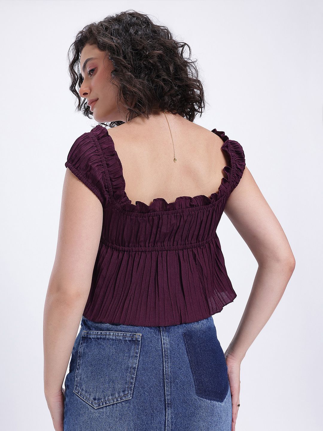 Buy glitchez Ruffle Tie-Up Detail Front-Open Top - Tops for Women