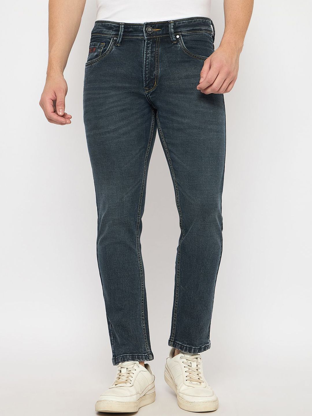 Duke Men Slim Fit Mid-Rise Heavy Fade Stretchable Jeans
