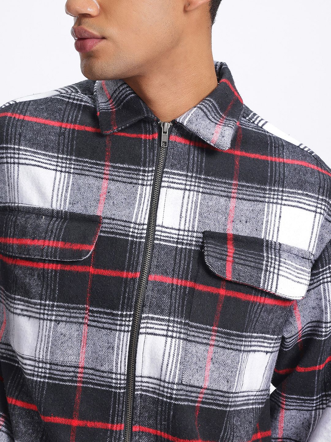 Buy glitchez Tartan Check Oversized Shacket - Shirts for Men