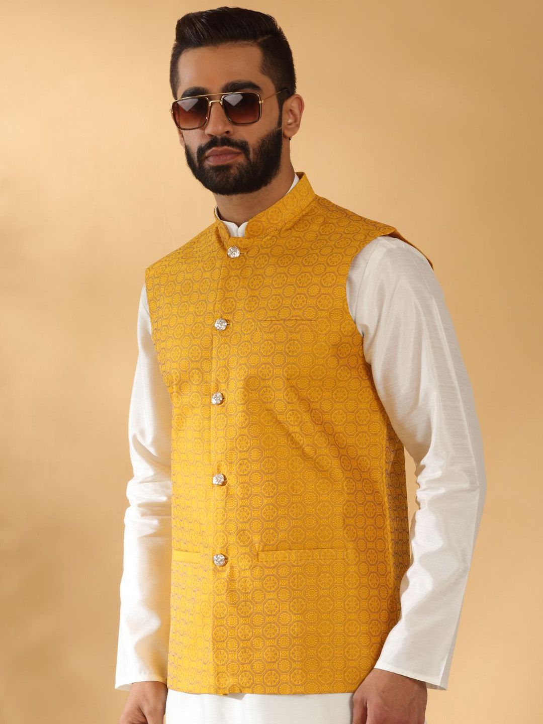 KRAFT INDIA Printed Mandarin Collar Nehru Jacket