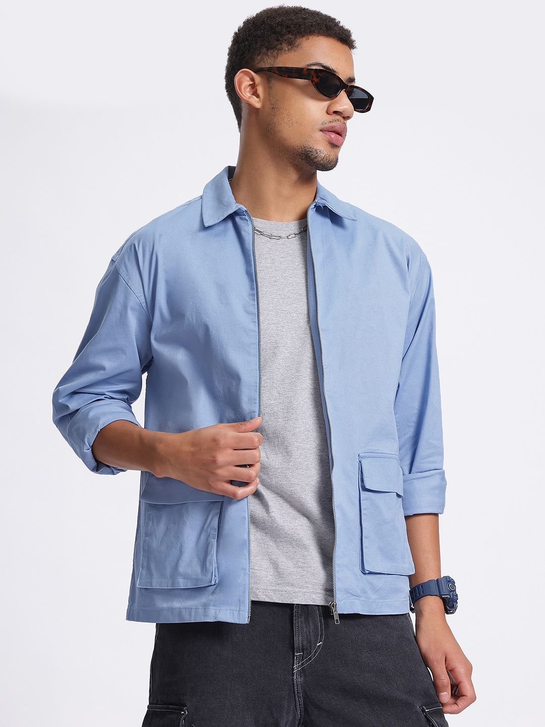 Buy glitchez Zipper Oversized Shirt - Shirts for Men 31366501 | Myntra