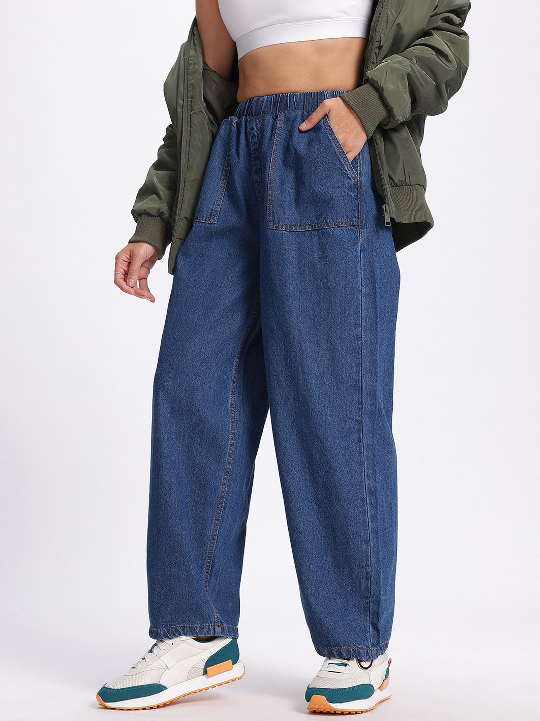 Buy glitchez Women Parachute Baggy Fit Jeans - Jeans for Women