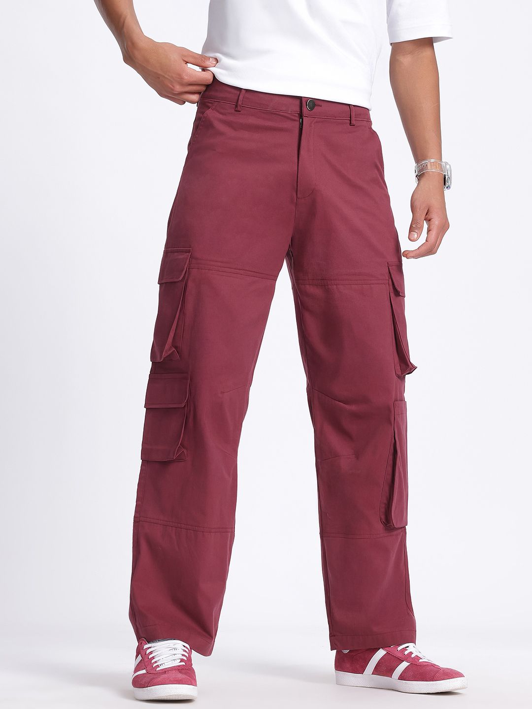 Buy glitchez Baggy Cargo Style Straight Fit Trousers - Trousers