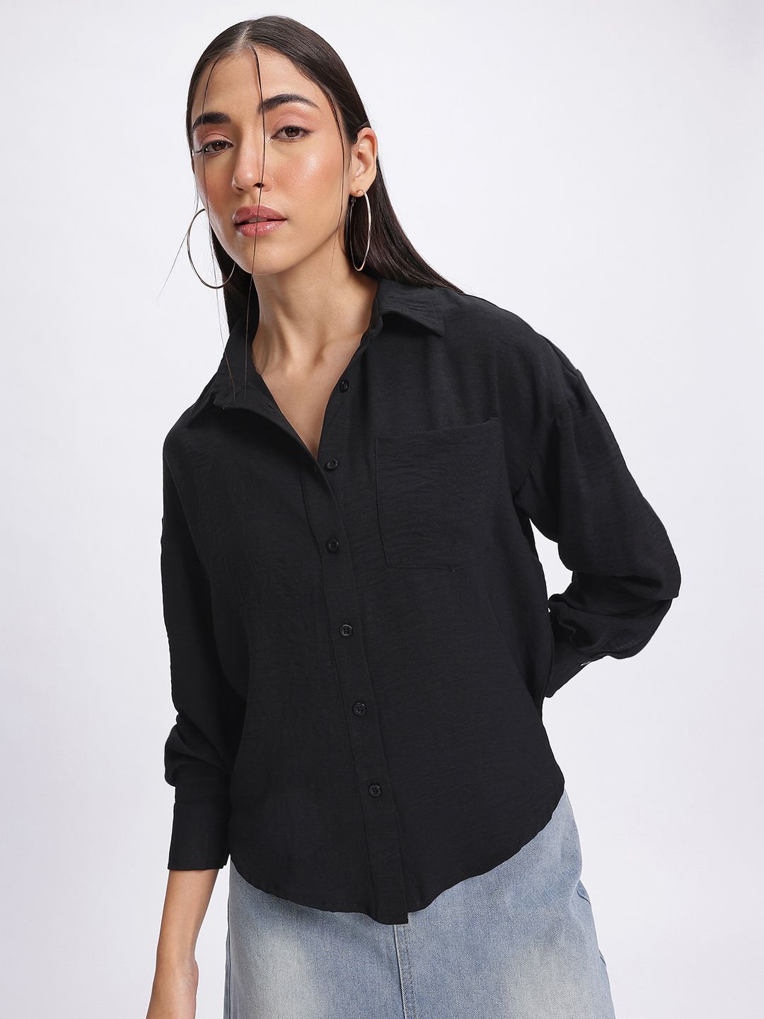 Buy glitchez Crinkled Drop-Shoulder Shirt - Shirts for Women