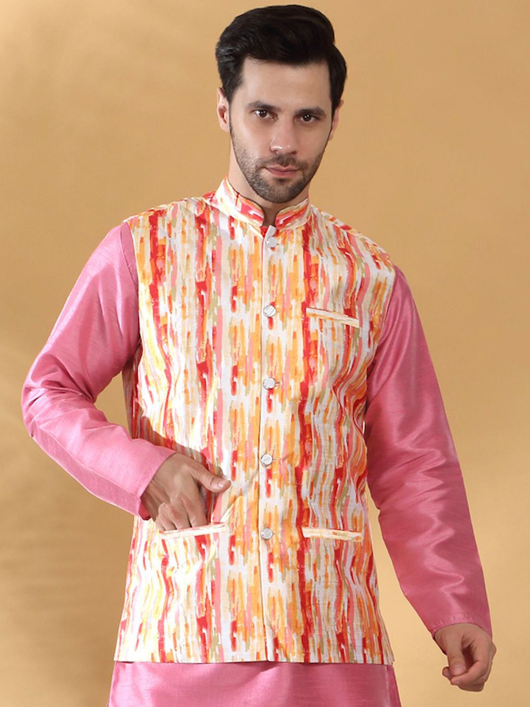 KRAFT INDIA Men Printed Woven Nehru Jacket