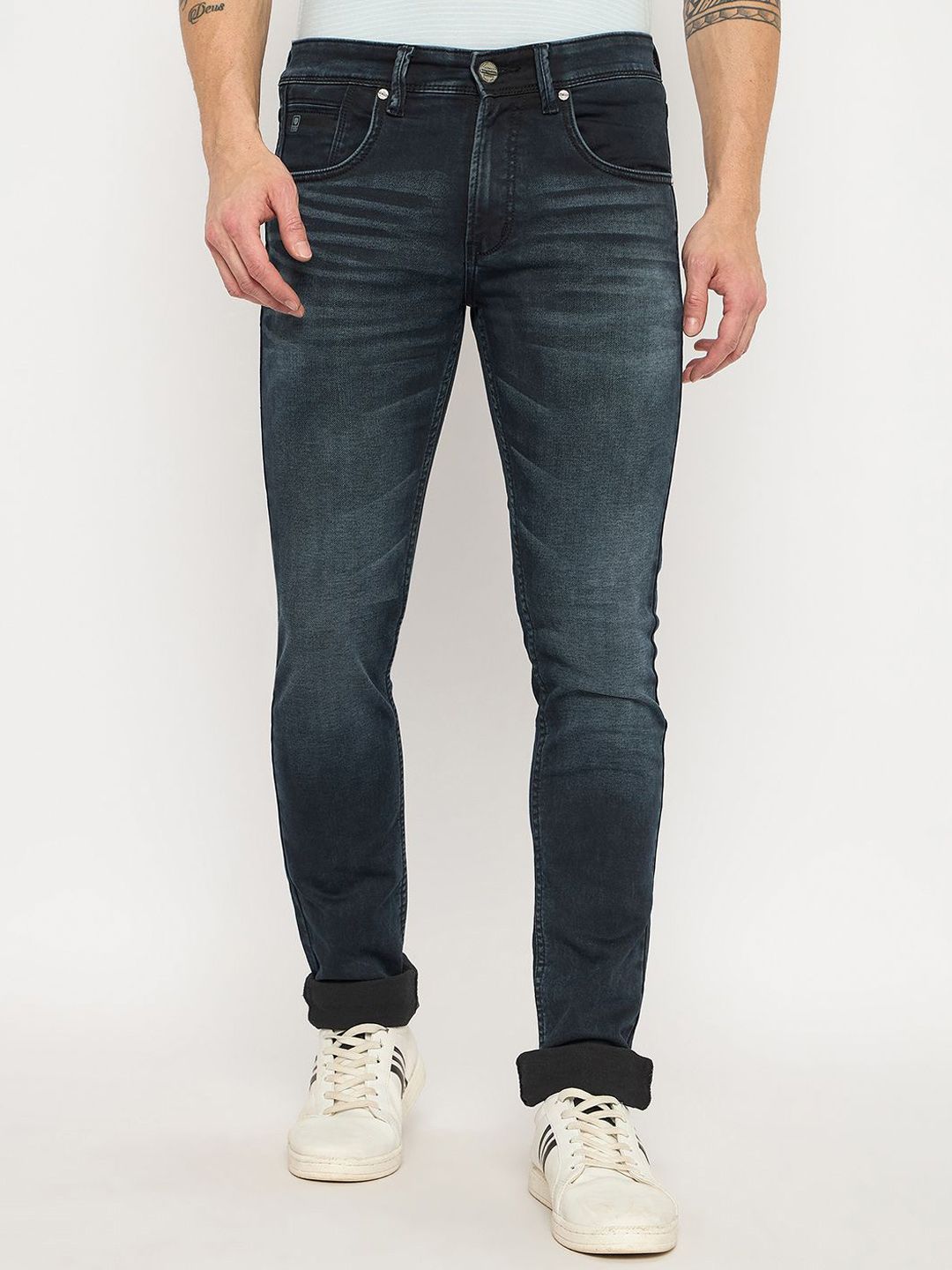 Duke Men Cotton Slim Fit Mid-Rise Heavy Fade Stretchable Jeans