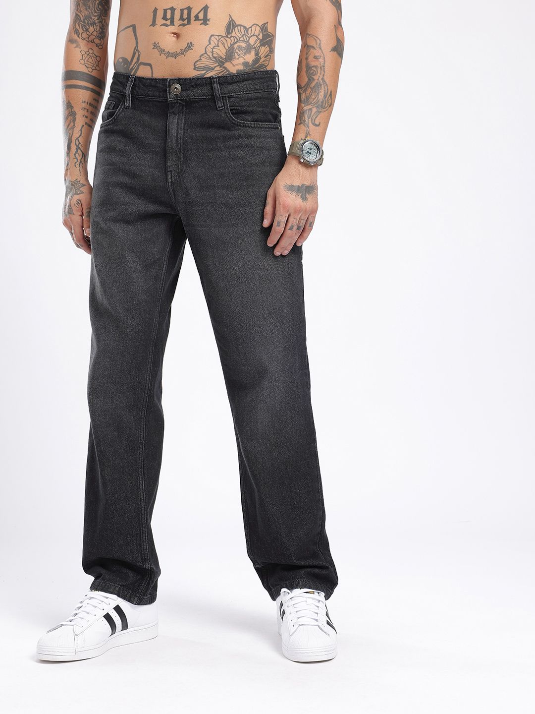 glitchez Men Straight Fit Light Fade Jeans