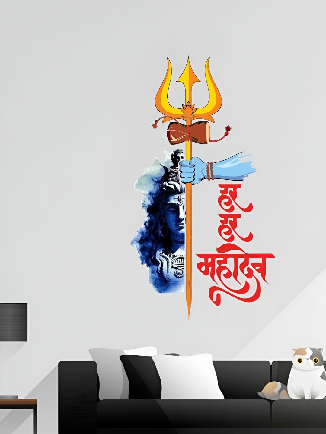 Decor Villa Decor Villa Multicolor Trishul with Mahakal Wall Sticker