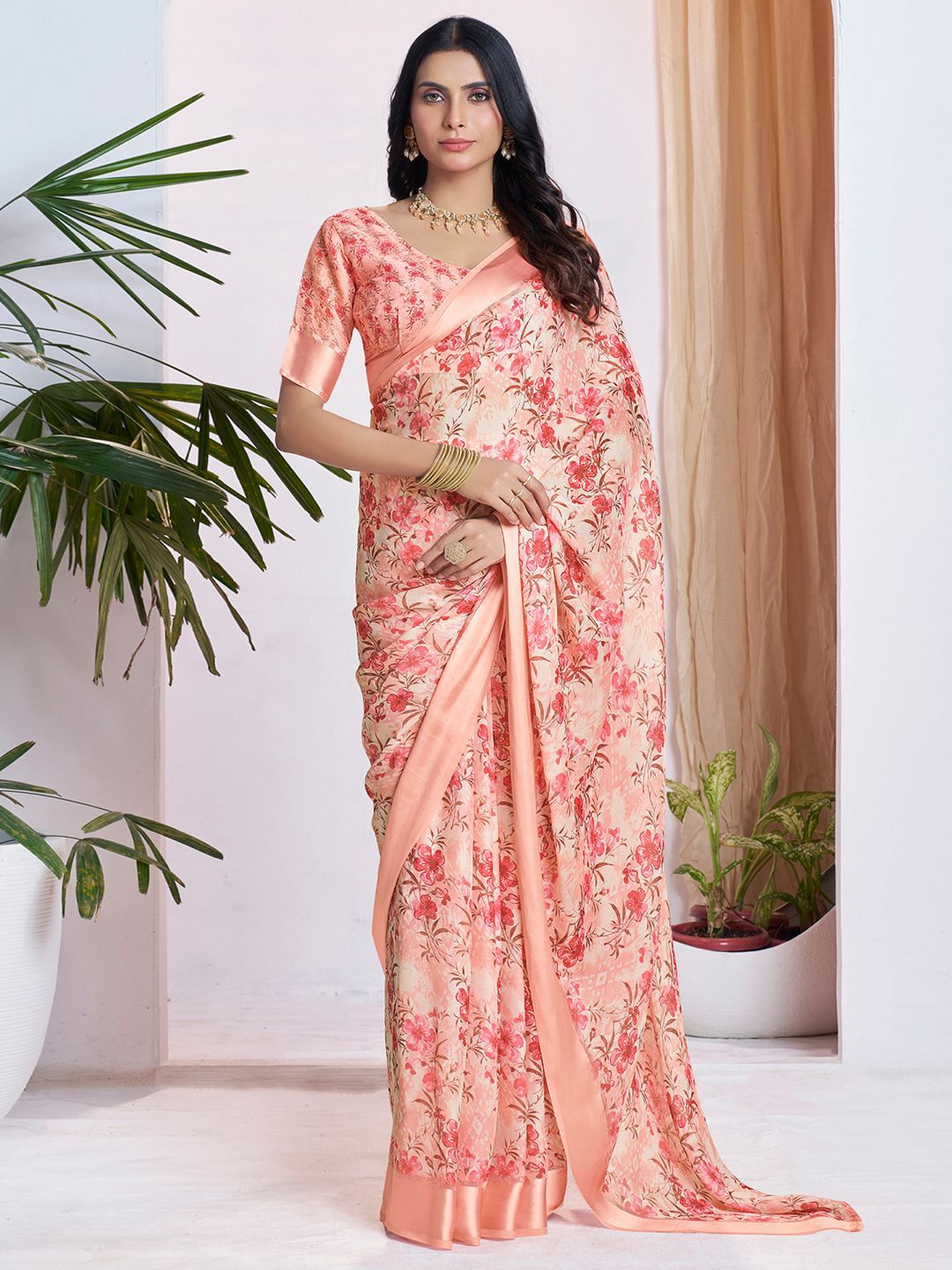 Mitera Floral Pure Georgette Ready to Wear Saree