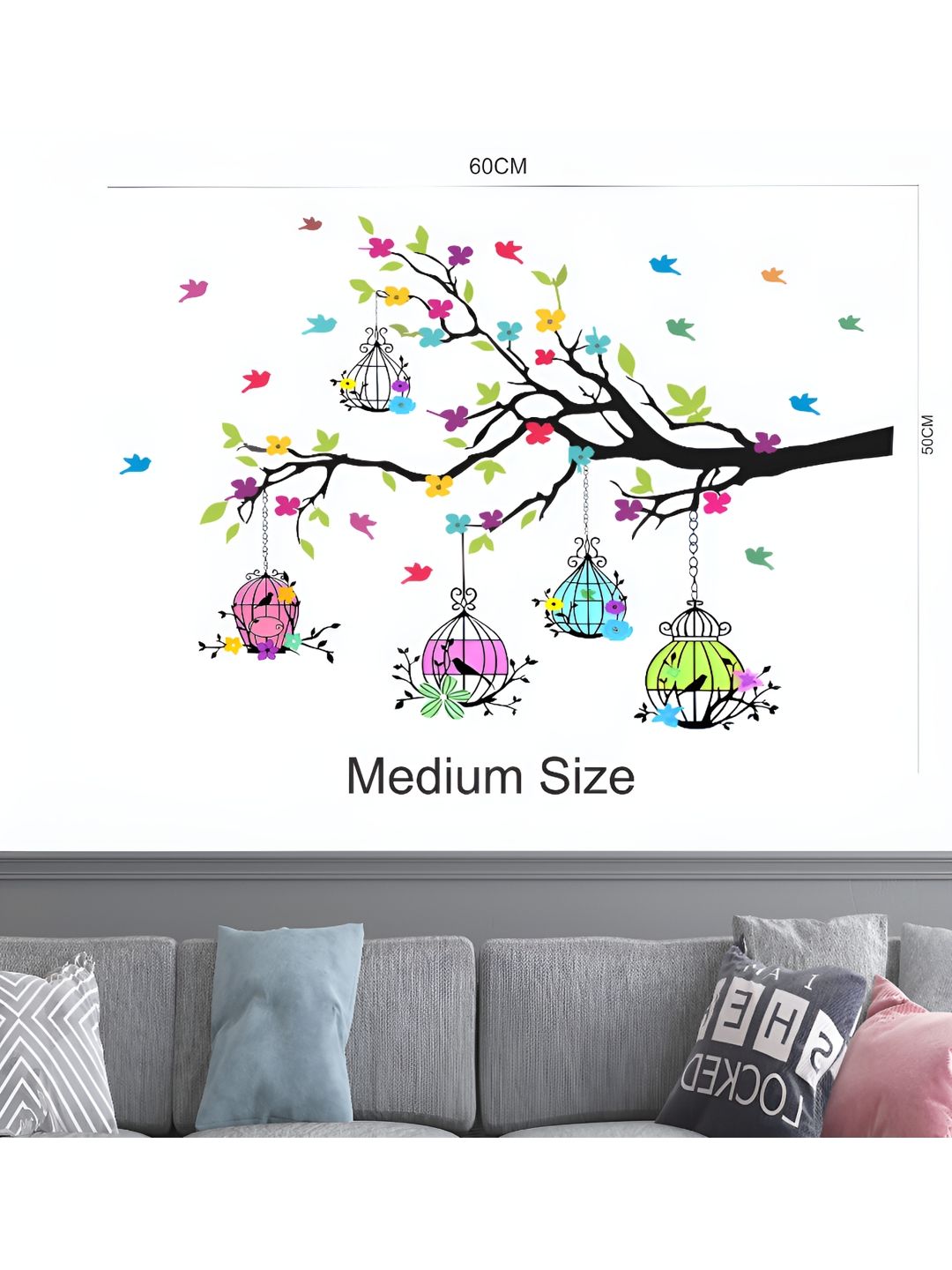 Decor Villa Decor Villa Multicolor tree and birds Wall Sticker