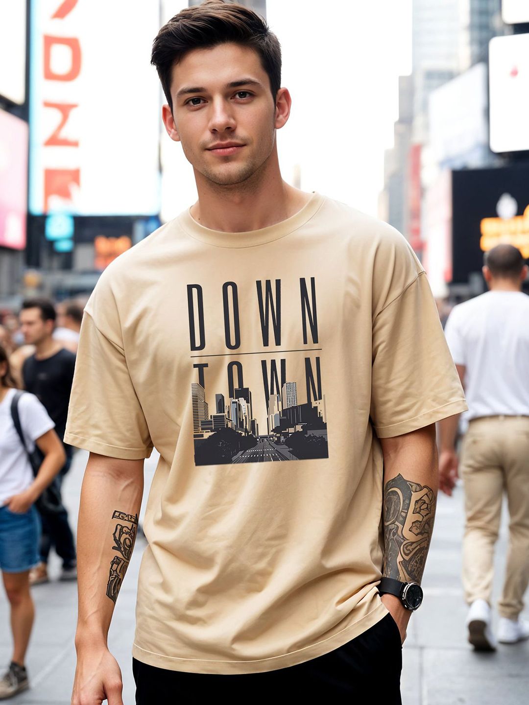 SMARTEES Oversized Typography Printed Cotton T-Shirt