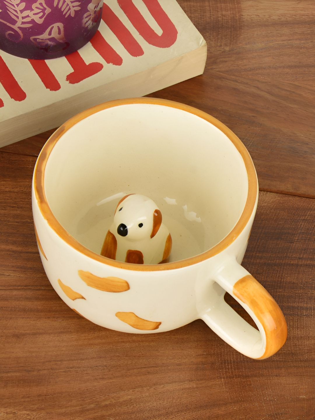 StyleMyWay Warm Hearts Cream Conversational Ceramic Microwave Safe Mug-150ml