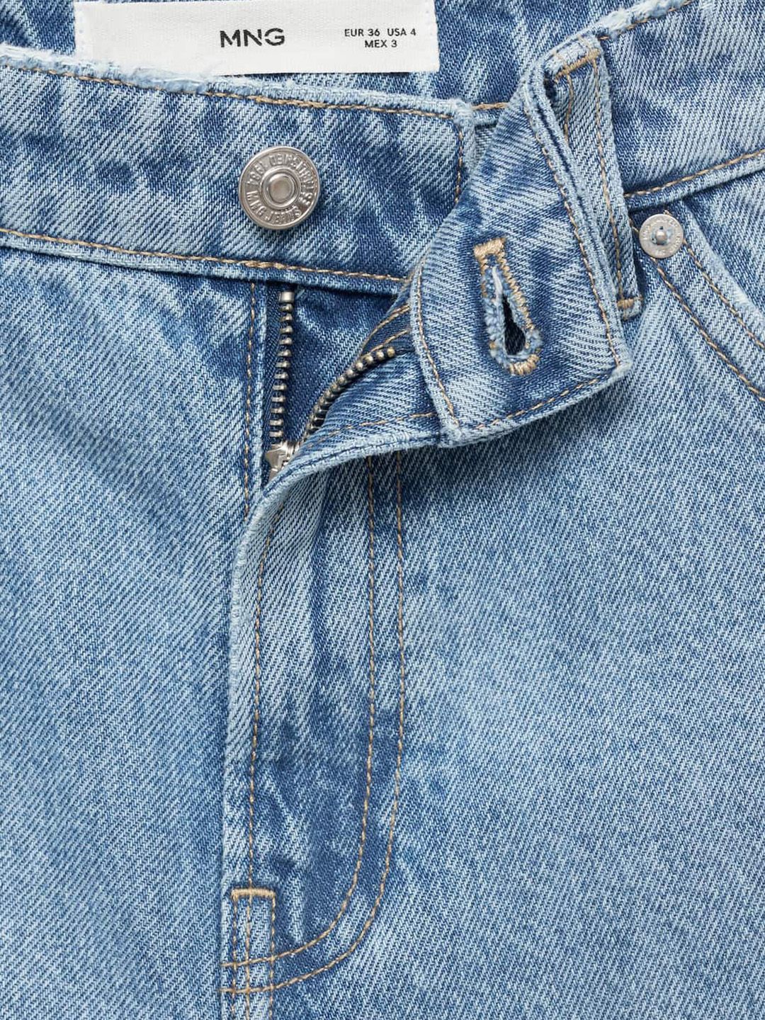 Washed Effect Pure Cotton Straight Fit Denim Bermuda Shorts with Frayed Hem