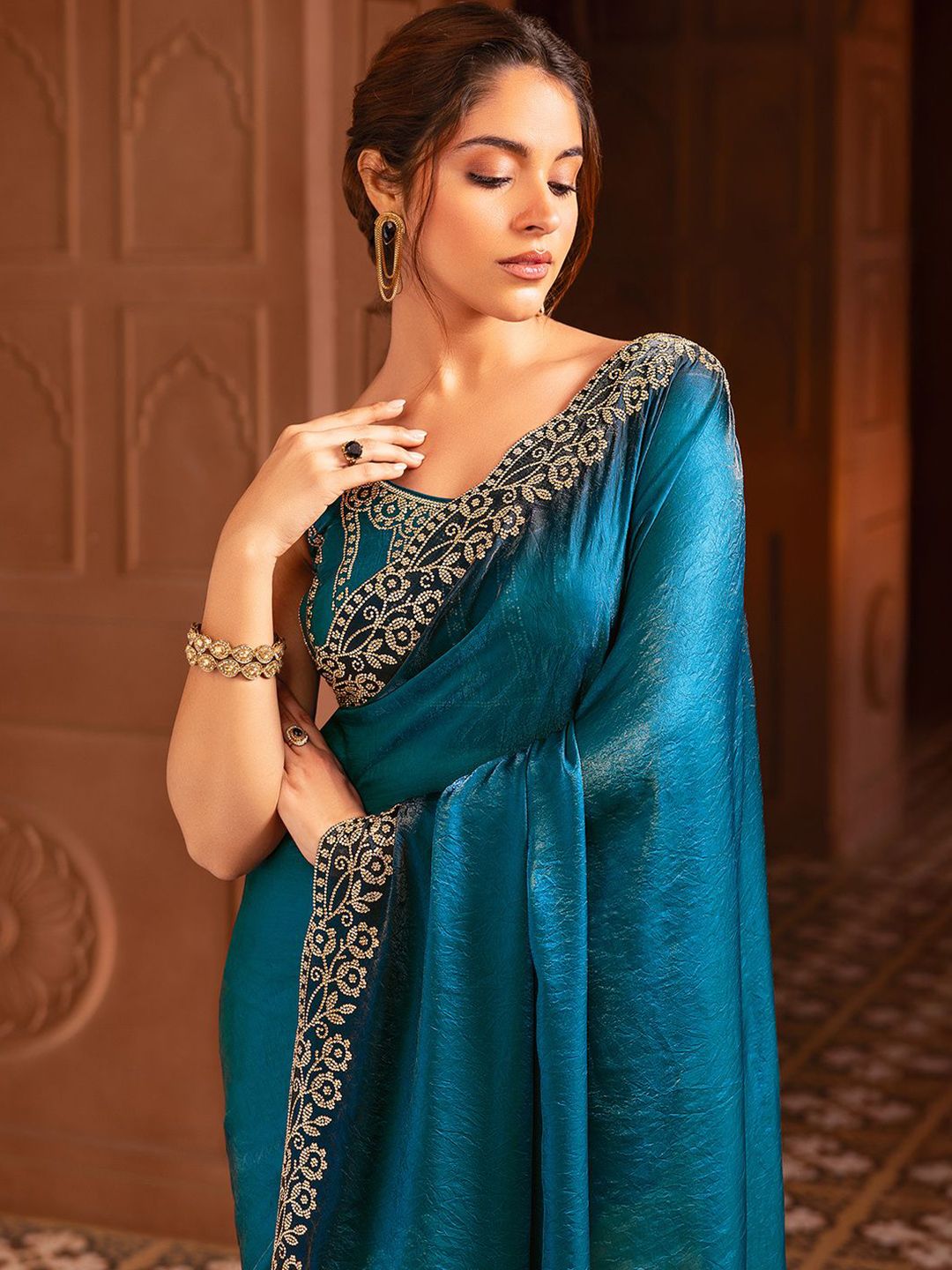 Embellished Organza Saree Soch Embellished Beads and Stones Organza Saree With Stone Work