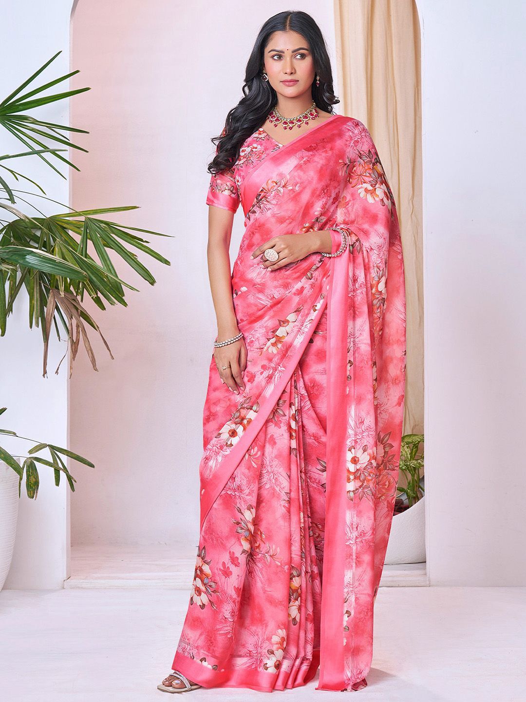 Mitera Floral Pure Georgette Ready to Wear Saree