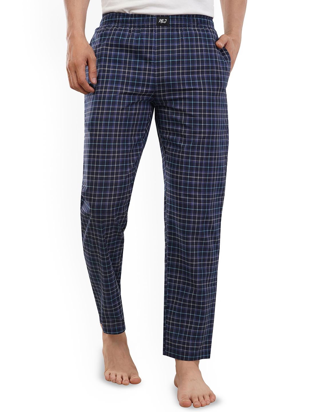 PB & J Checked Straight Cotton Lounge Pants