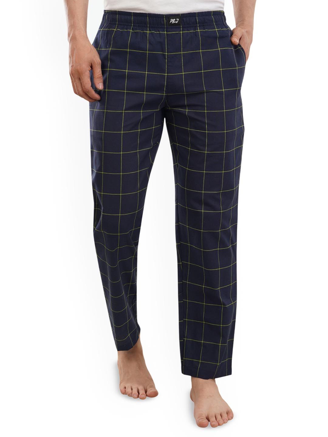 PB & J Checked Straight Cotton Lounge Pants