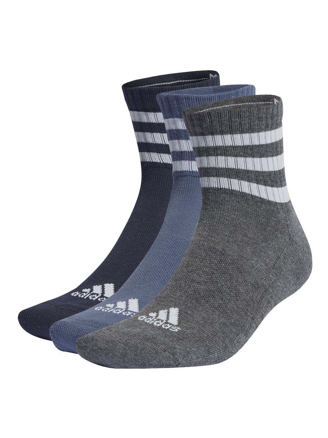 ADIDAS Pack Of 3 3-Stripes Cushioned Sportswear Mid Socks