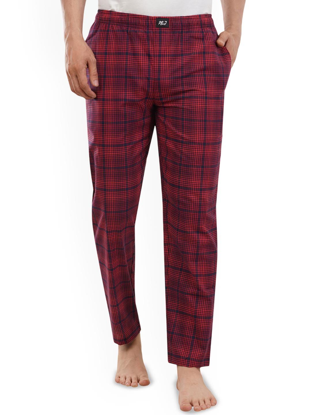 PB & J Checked Straight Cotton Lounge Pants