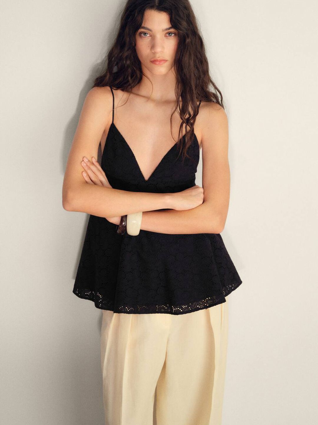 Schiffli Embroidered Cotton Empire Top