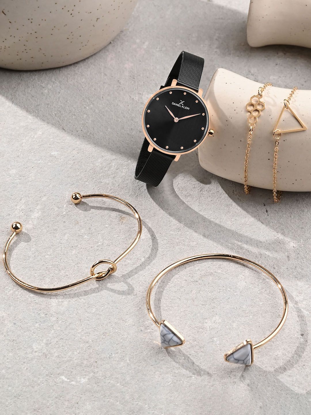 Daniel Klein Women Stone Studded Bracelet & Analogue Watch Gift Set
