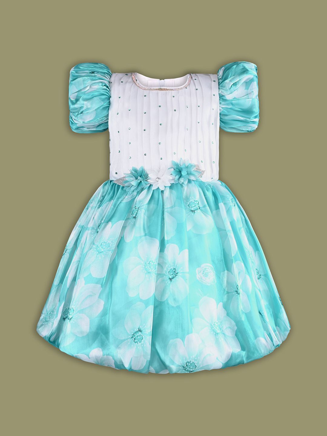 Wish Karo Girls Floral Print Peplum Dress