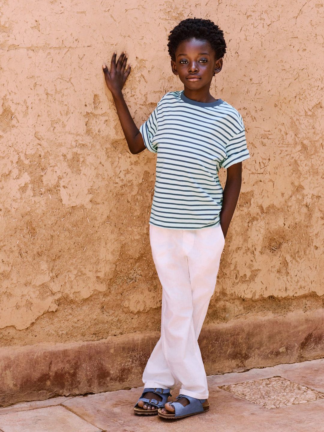 Mango Kids Boys Pure Cotton Striped T-shirt