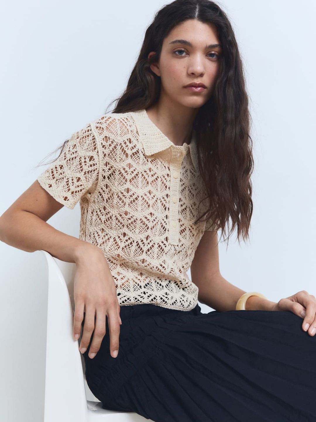 Cotton Shirt Style Crochet Top