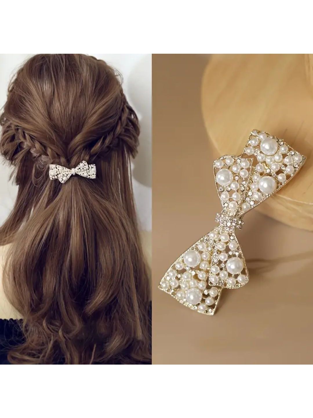 Buy Ziory Girls Rhinestone Pearl Bow Hair Clip Hair Accessory