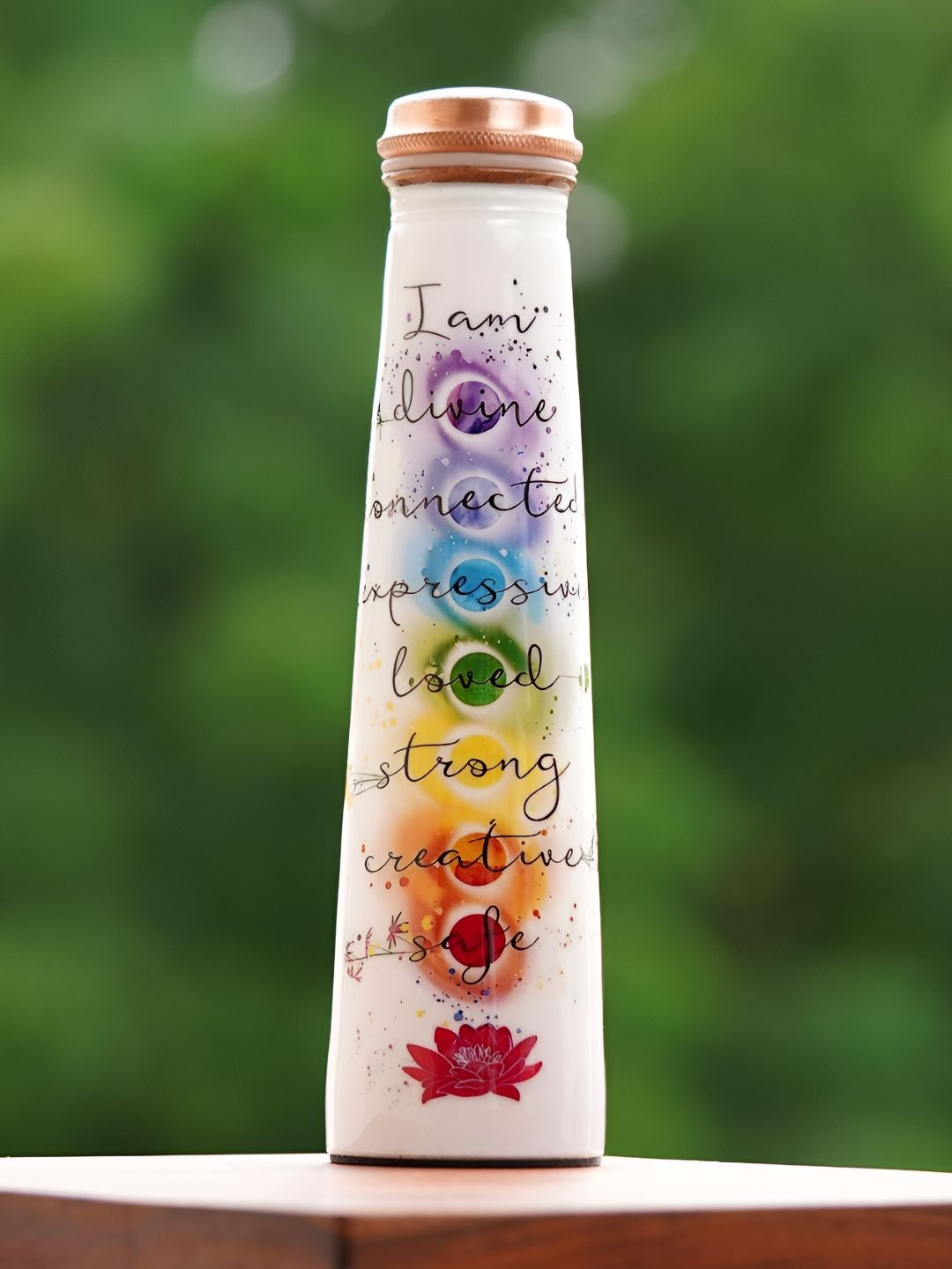 Lupaava White Conversational Copper Spill Proof Water Bottle - 950ml