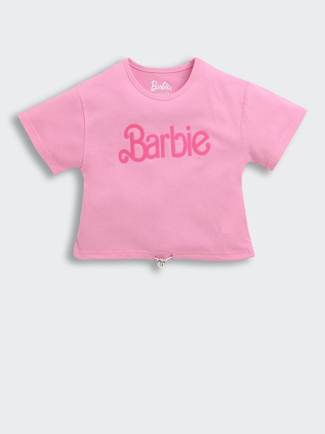 Tiny Girl Typography Solid Cotton Short Sleeves Regular Crop Top