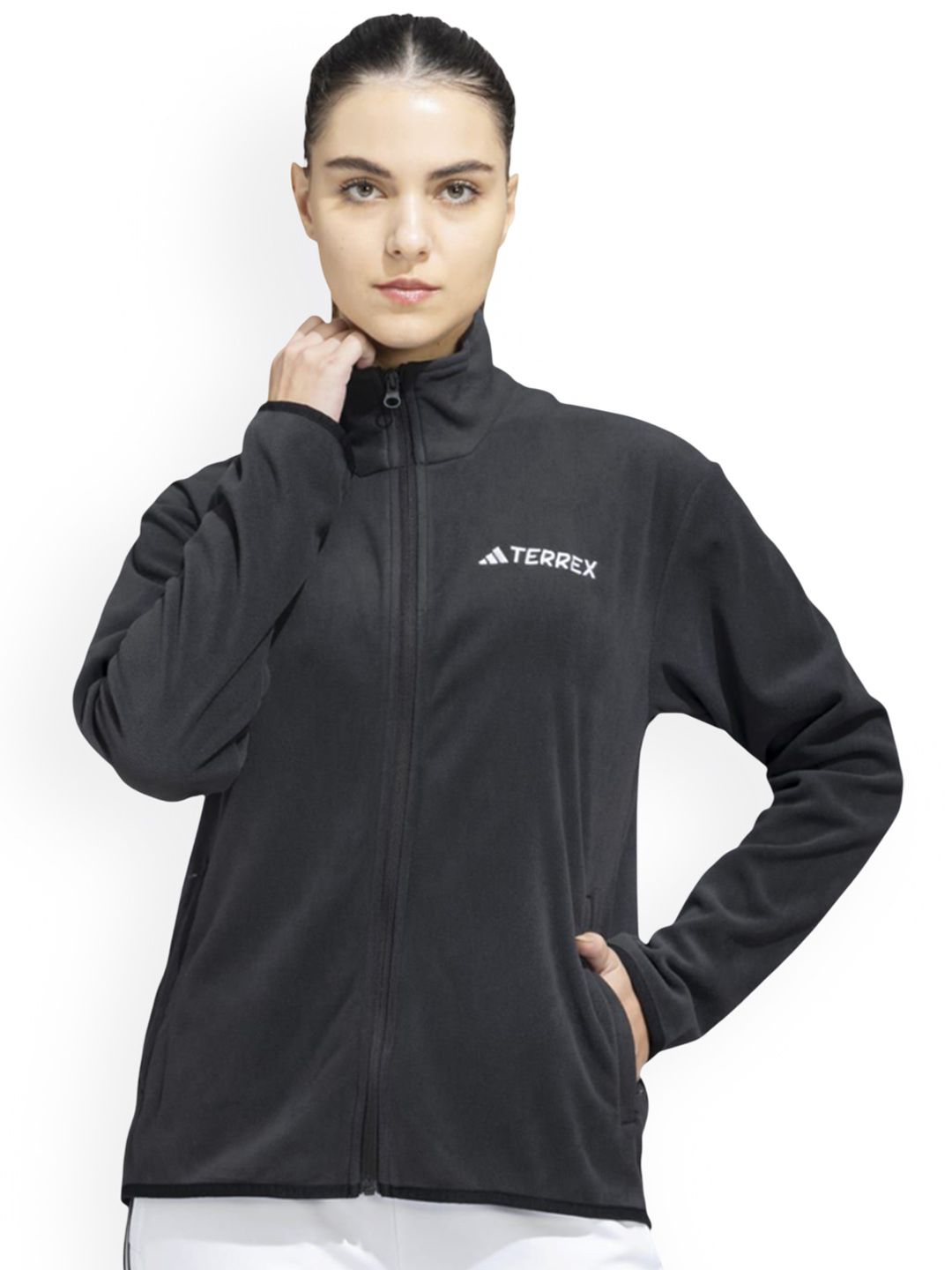 ADIDAS Unisex Mock Collar Solid Sporty Jacket