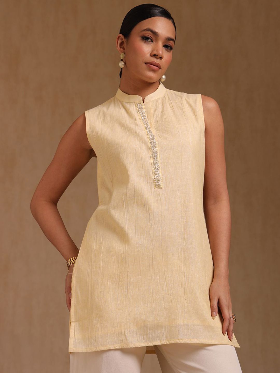 Soch Women Pure Cotton Mandarin Collar Kurtis