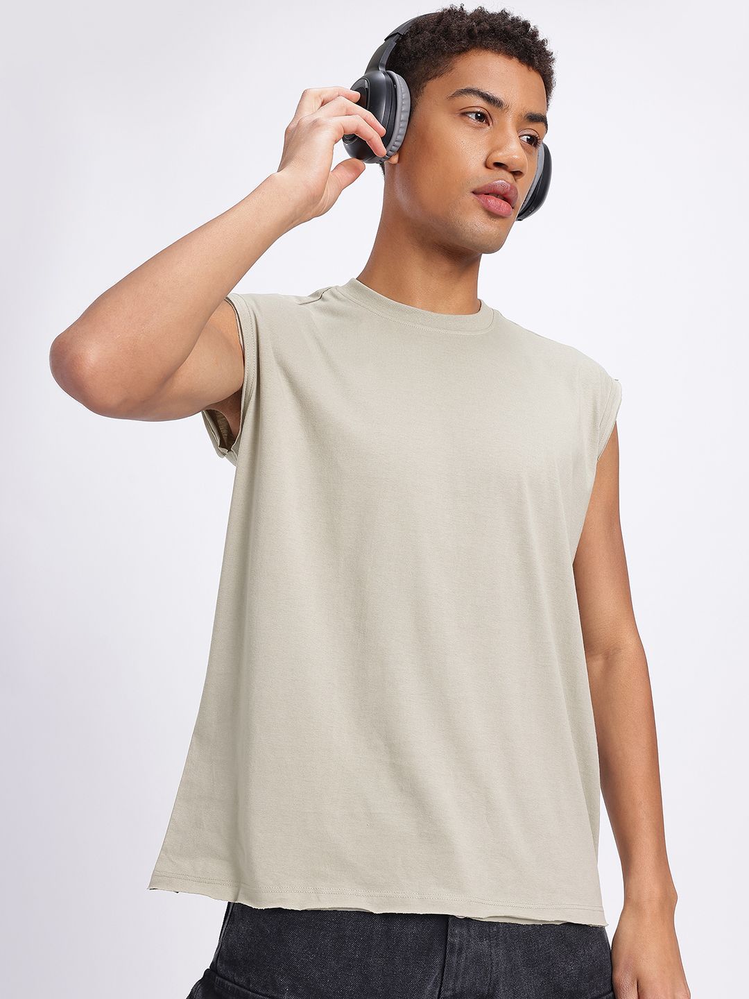 glitchez Sleeveless Oversized Fit T-shirt