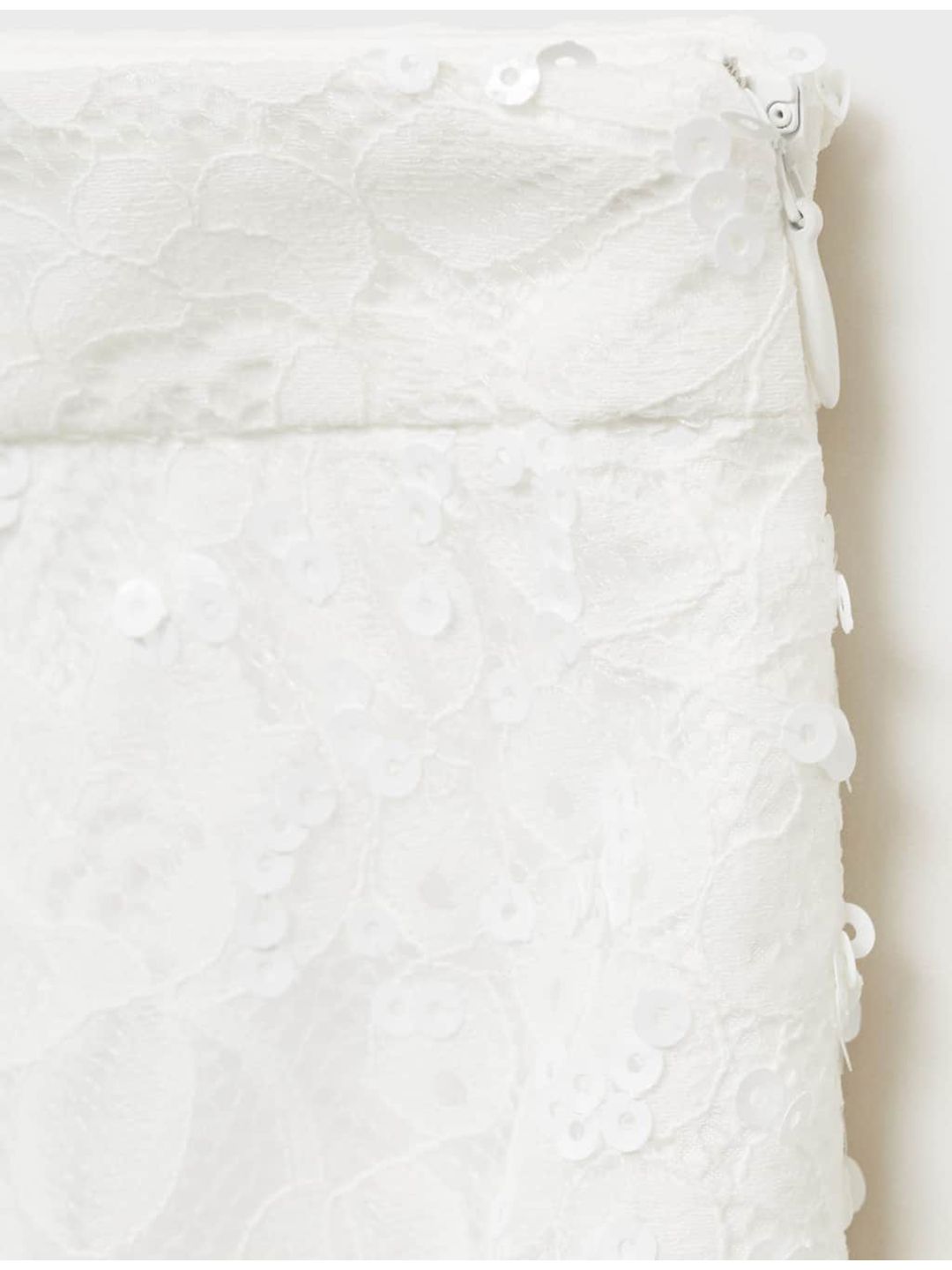 High-Rise Lace Floral Sequined Semi-Sheer A-Line Skirt