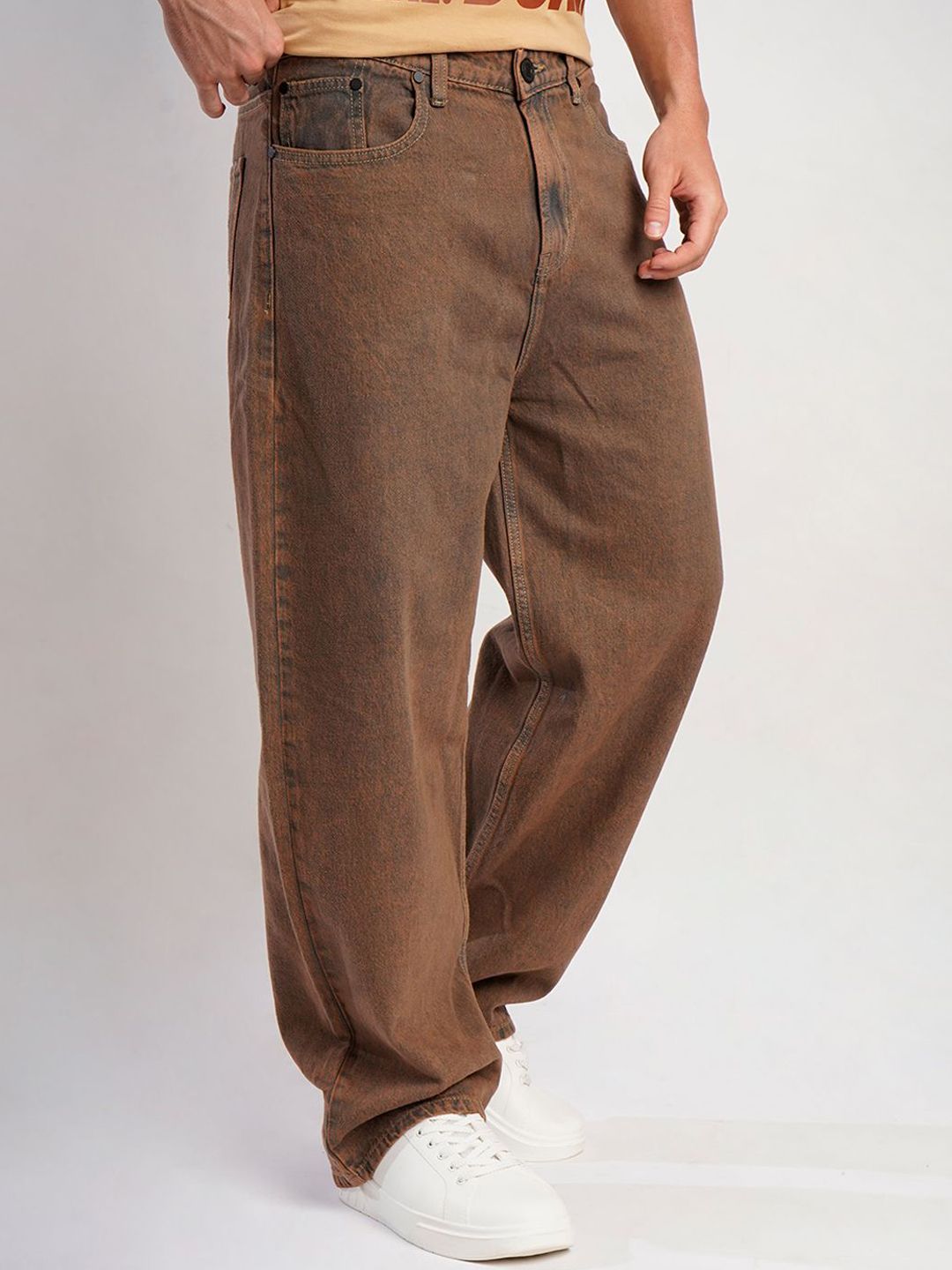 Buy Bene Kleed Men Cotton Mid-Rise Baggy Fit Tinted Jeans - Jeans